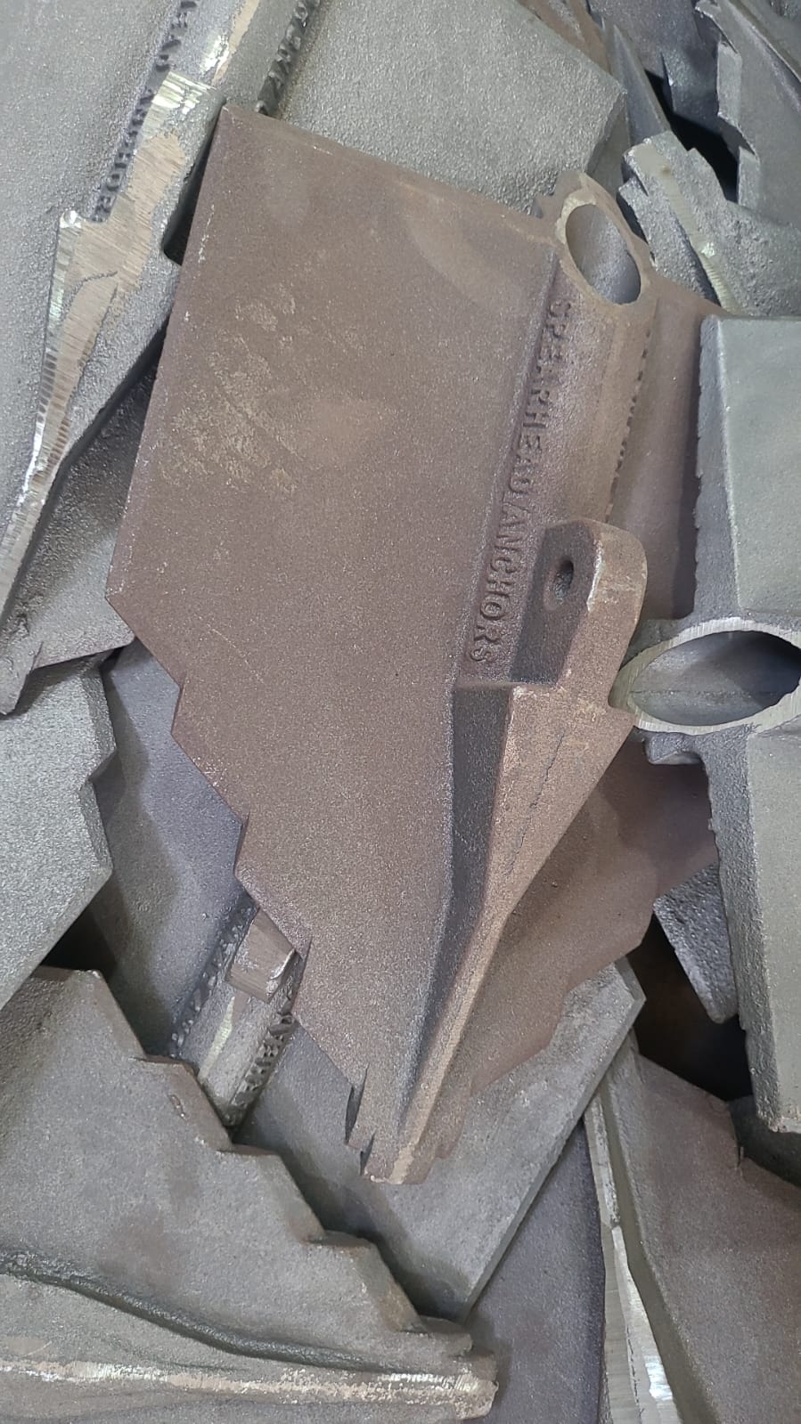 Spearhead earth anchor castings before final finishing